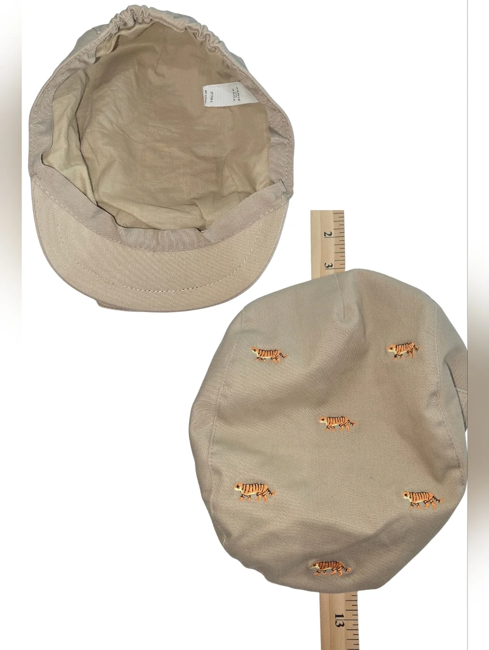 Janie & Jack Beige Embroidered Tiger Newsboy Cap 3512-AJ